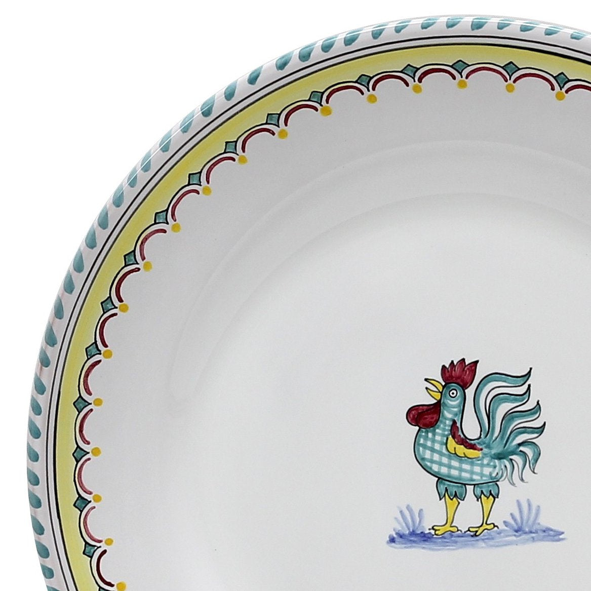 ORVIETO GREEN ROOSTER SIMPLE: Dinner Plate - DERUTA OF ITALY