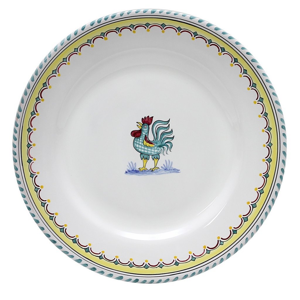 ORVIETO GREEN ROOSTER SIMPLE: Dinner Plate - DERUTA OF ITALY