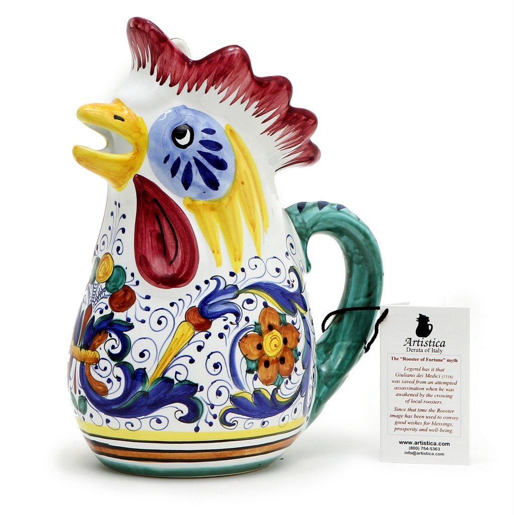 RICCO DERUTA: Rooster of Fortune multi use pitcher - DERUTA OF ITALY