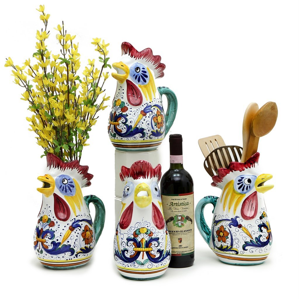 RICCO DERUTA: Rooster of Fortune multi use pitcher - DERUTA OF ITALY