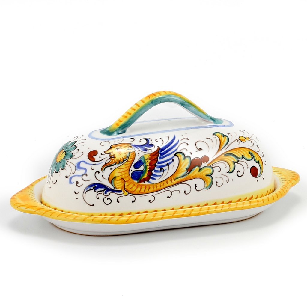 RAFFAELLESCO: Butter dish with cover - DERUTA OF ITALY