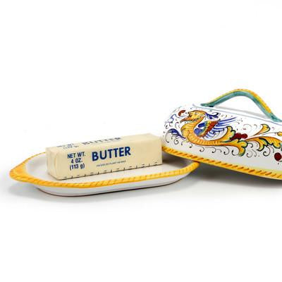 RAFFAELLESCO: Butter dish with cover - DERUTA OF ITALY