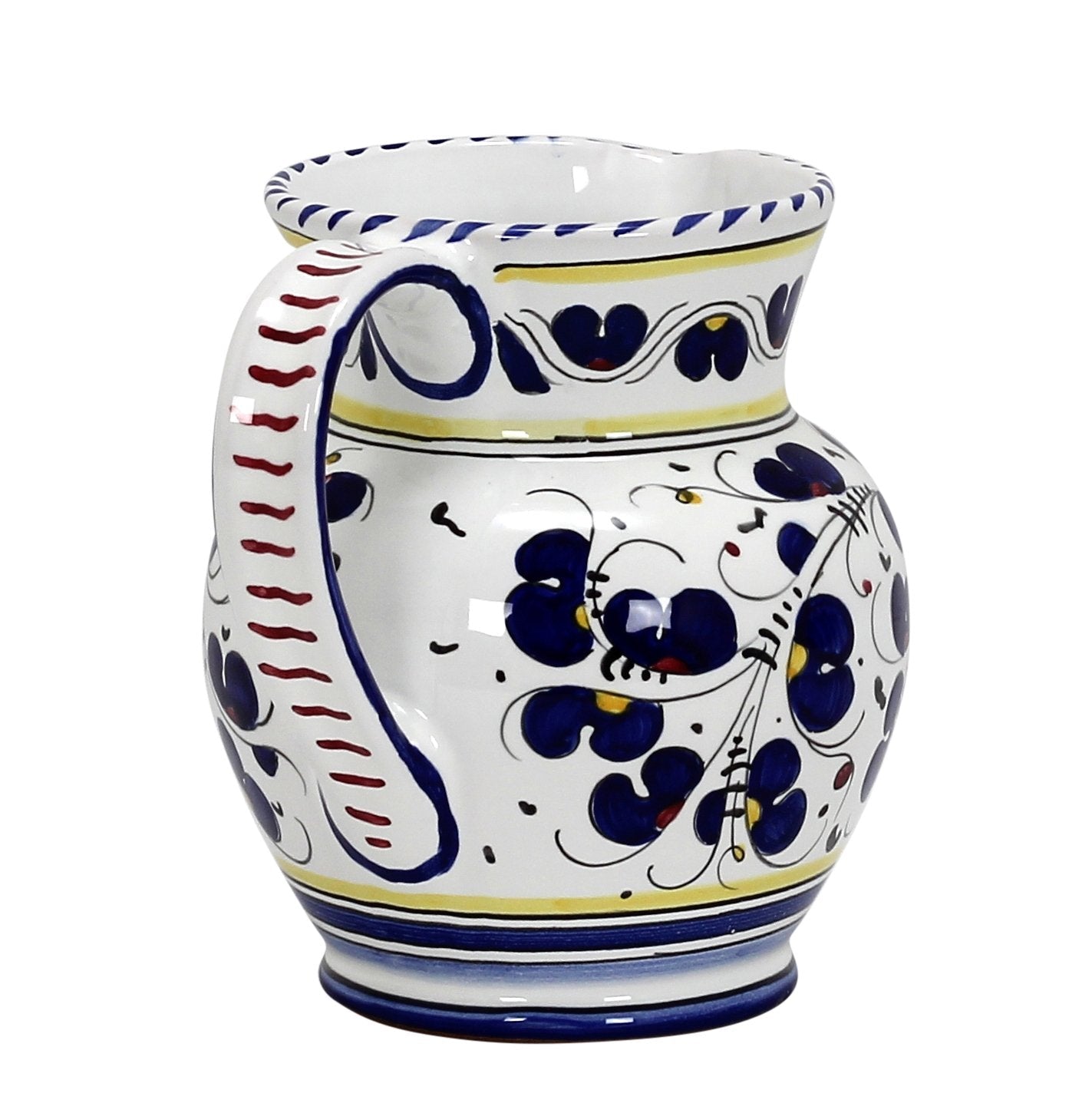 ORVIETO BLU ROOSTER: Traditional Deruta Pitcher (1.25 Liters/40 Oz/5 Cups) - DERUTA OF ITALY