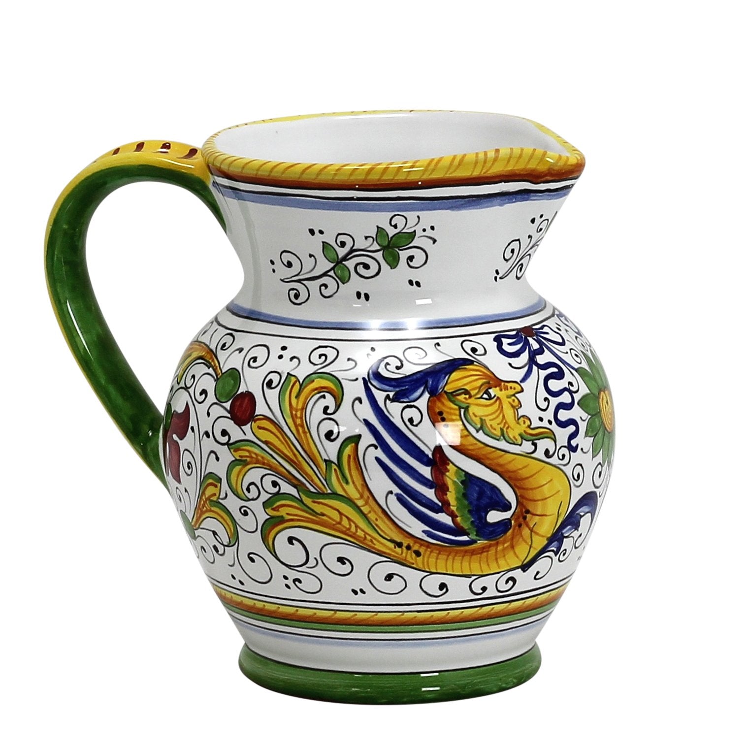 RAFFAELLESCO: Traditional Deruta Pitcher (1.25 Liters/40 Oz/5 Cups) - DERUTA OF ITALY