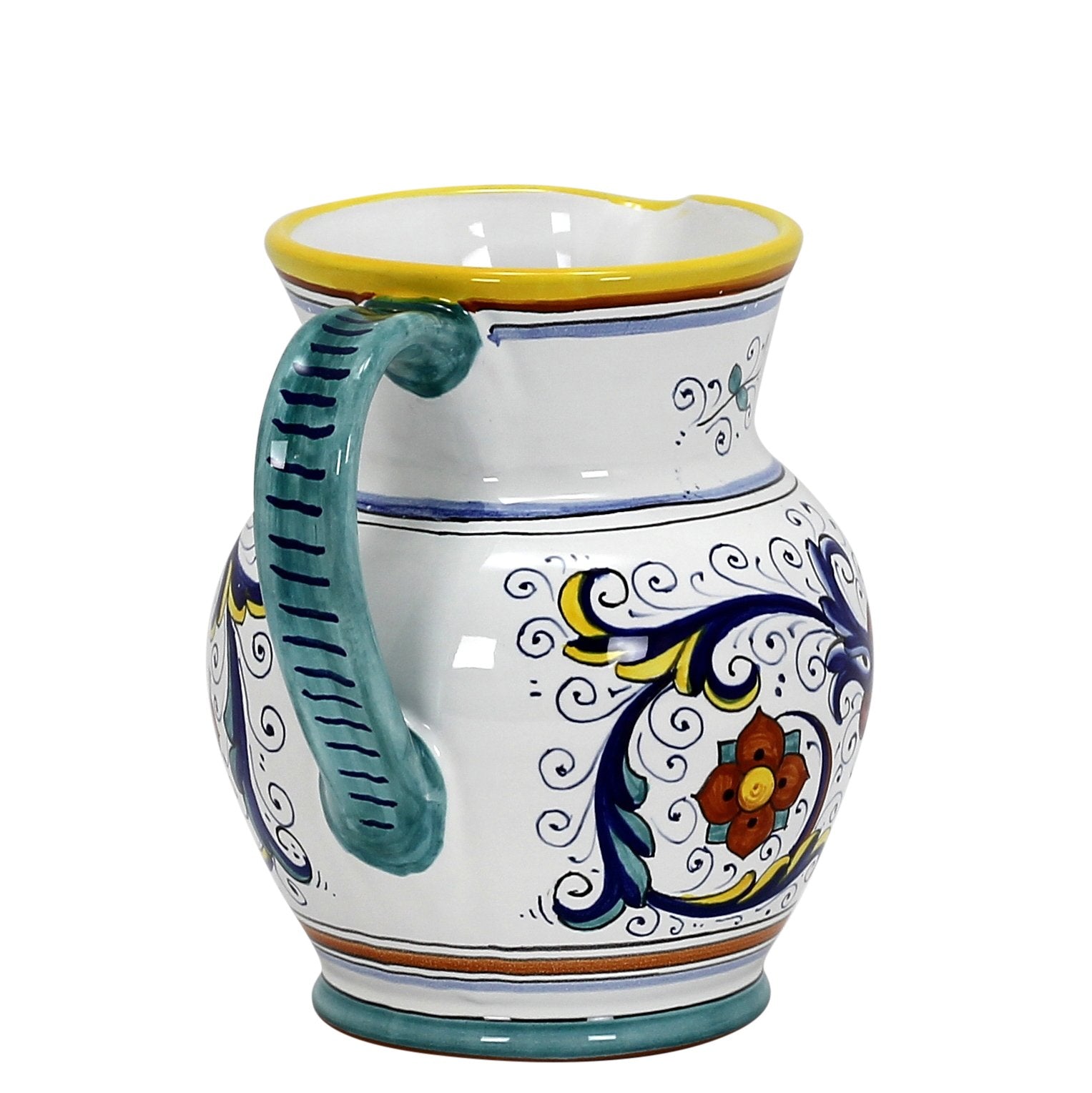 RICCO DERUTA: Traditional Deruta Pitcher (1.25 Liters/40 Oz/5 Cups) - DERUTA OF ITALY