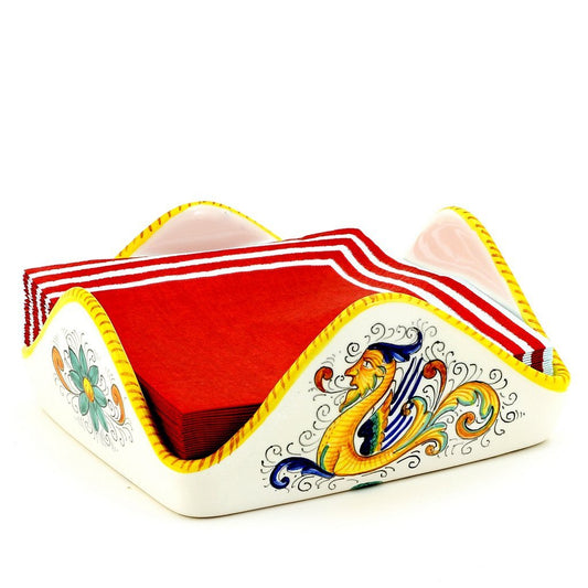 RAFFAELLESCO: Square Napkins Holder (For Luncheon Size napkins 6"x6") - DERUTA OF ITALY