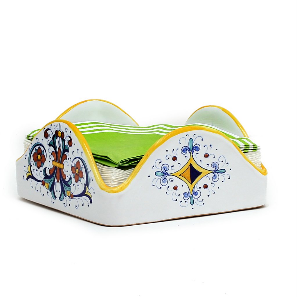 RICCO DERUTA: Square Napkins Holder (For Luncheon Size napkins 6"x6") - DERUTA OF ITALY