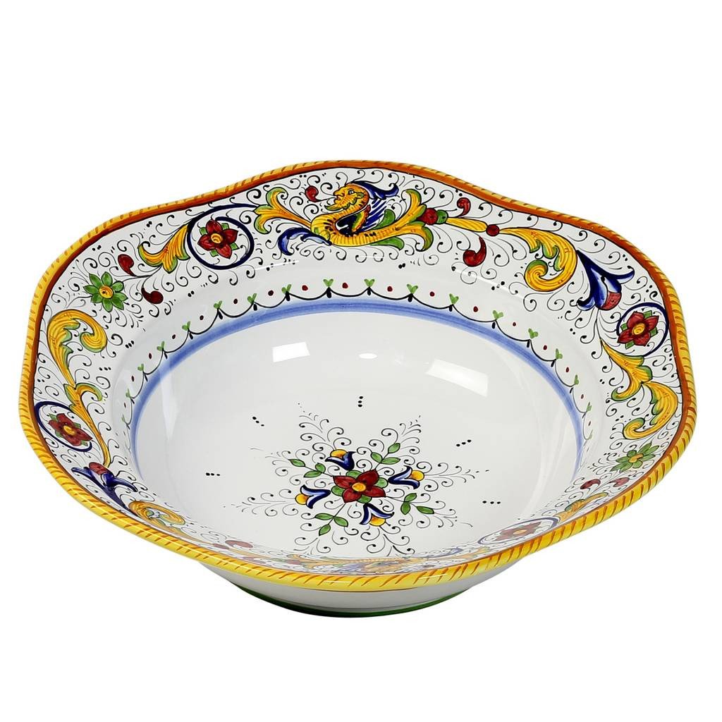 RAFFAELLESCO: Hexagonal Lg Salad Pasta Bowl - DERUTA OF ITALY