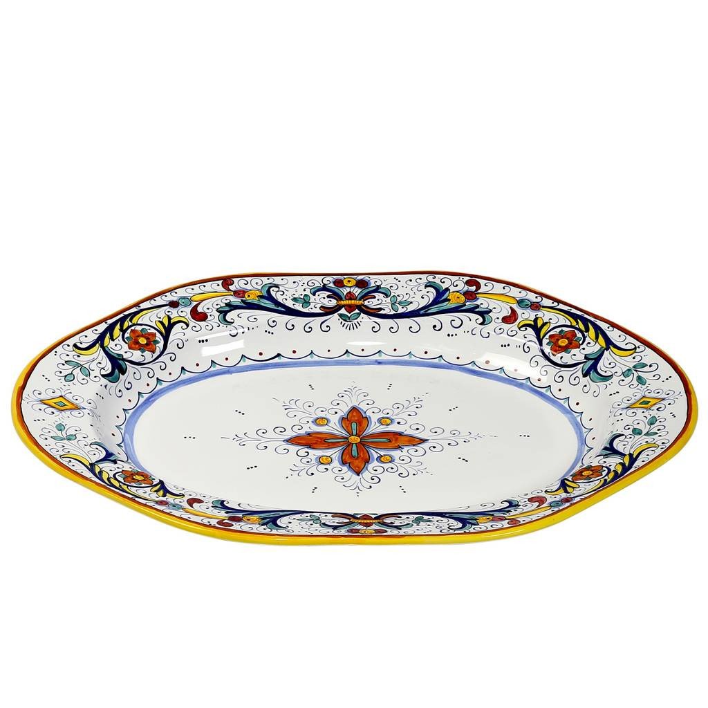 RICCO DERUTA: Hexagonal Lg Oval Platter - DERUTA OF ITALY