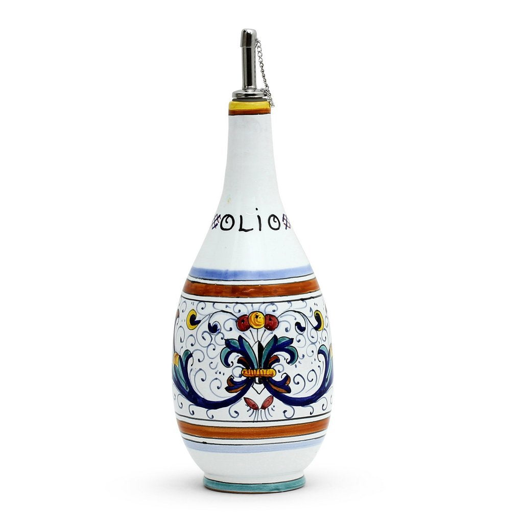 RICCO DERUTA: Olive Oil Bottle Dispenser with Metal Capped Pourer - DERUTA OF ITALY