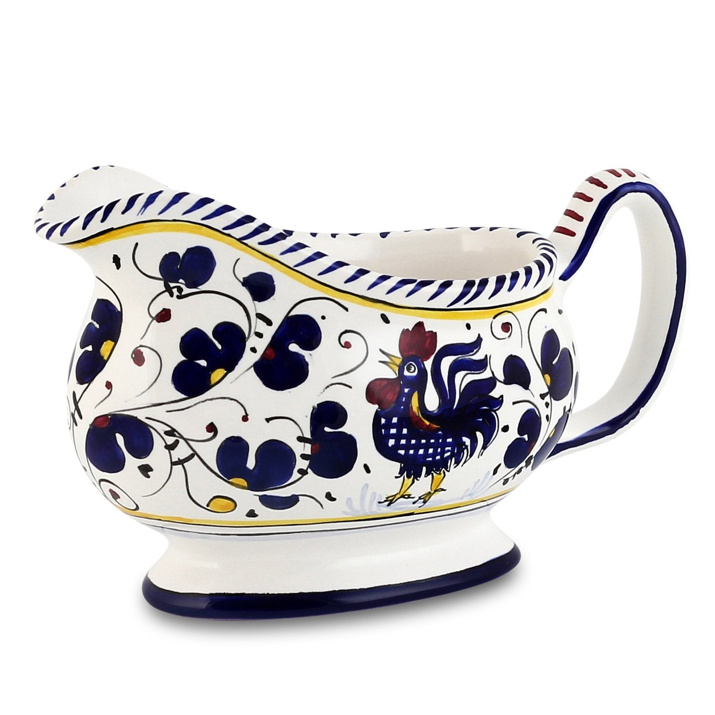 ORVIETO BLUE ROOSTER: Deruta Sauce boat - DERUTA OF ITALY