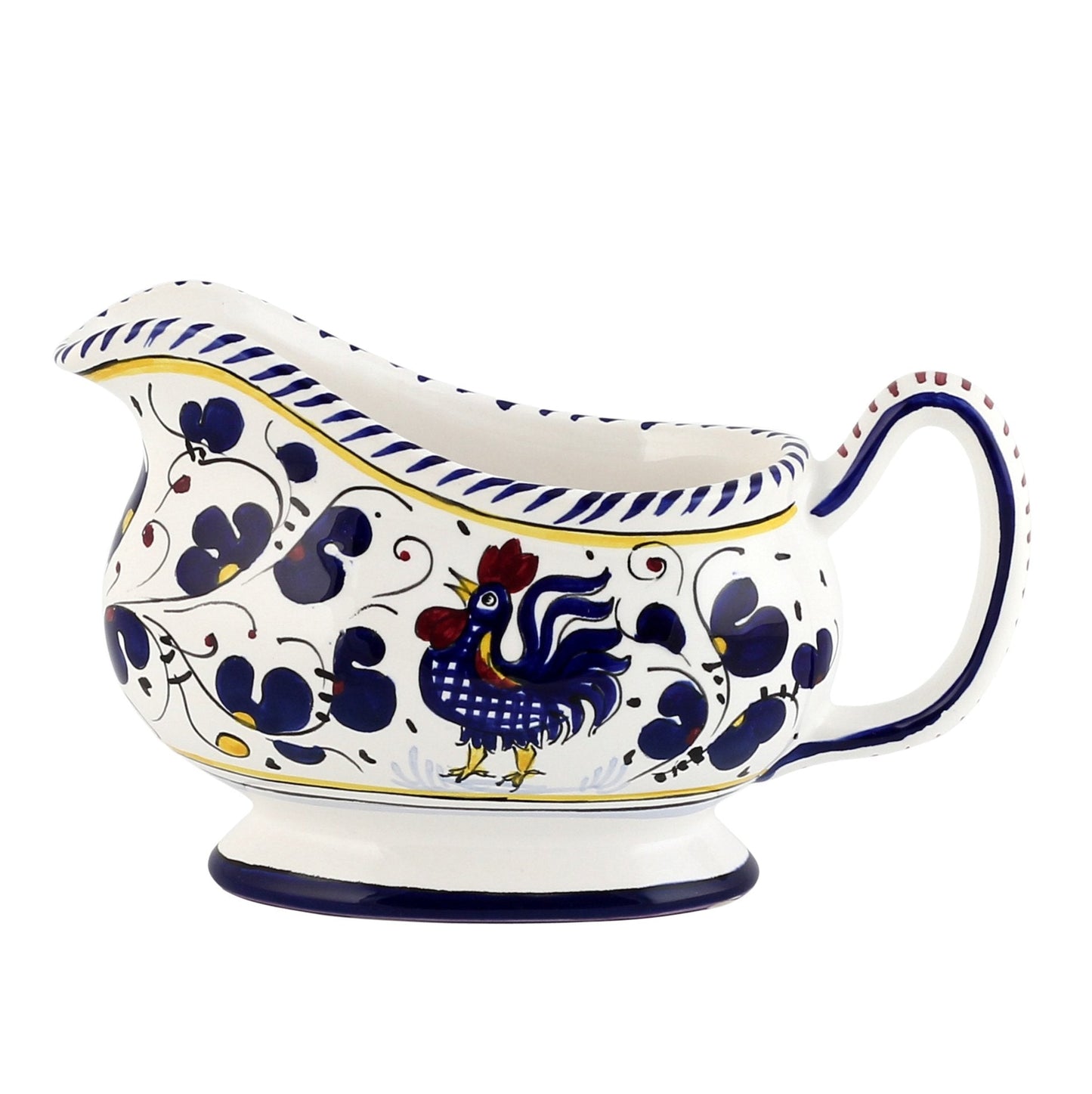 ORVIETO BLUE ROOSTER: Deruta Sauce boat - DERUTA OF ITALY