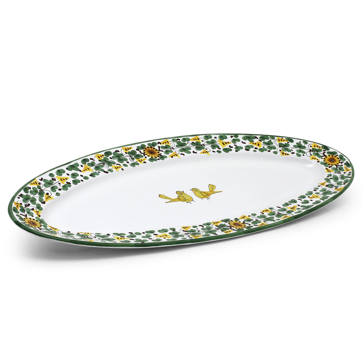 ARABESCO VERDE: Fish/Hors d'Oeuvres Oval Narrow Platter - Artistica.com