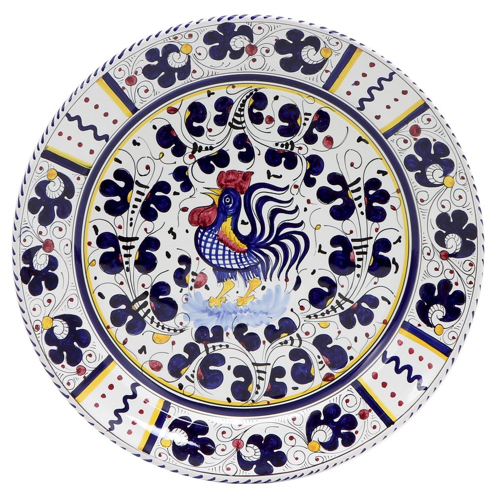 ORVIETO BLUE ROOSTER: Charger Buffet Platter - DERUTA OF ITALY