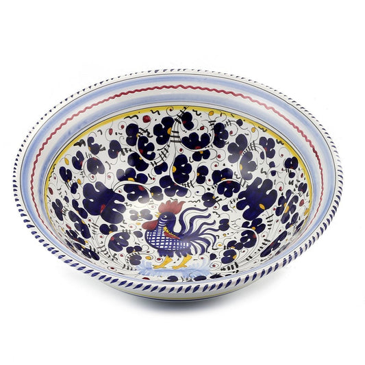 ORVIETO BLUE ROOSTER: Serving pasta bowl (Large) - DERUTA OF ITALY