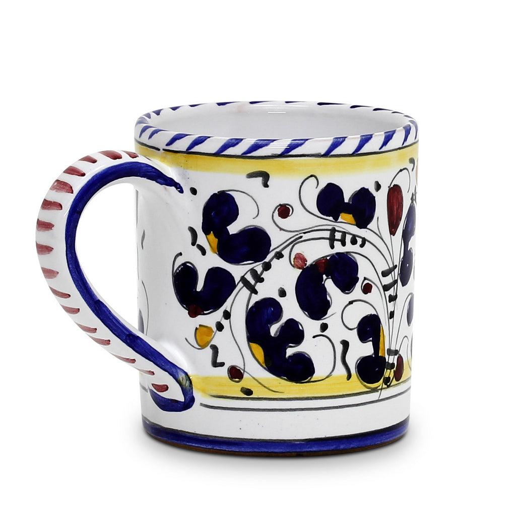 ORVIETO BLUE ROOSTER: Mug - DERUTA OF ITALY