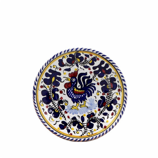 ORVIETO BLUE ROOSTER: Small Bread Plate - 7" Diam. Saucer - DERUTA OF ITALY