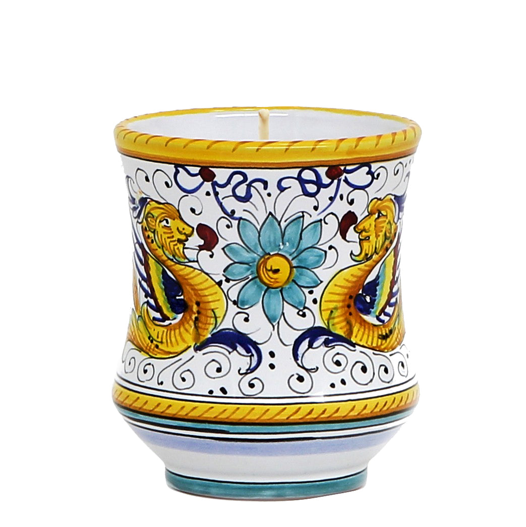 DERUTA CANDLES: Deluxe Precious Concave Candle RAFFAELLESCO DELUXE Design - DERUTA OF ITALY