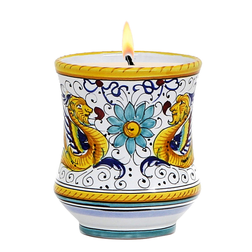 Hand-painted Deruta candle