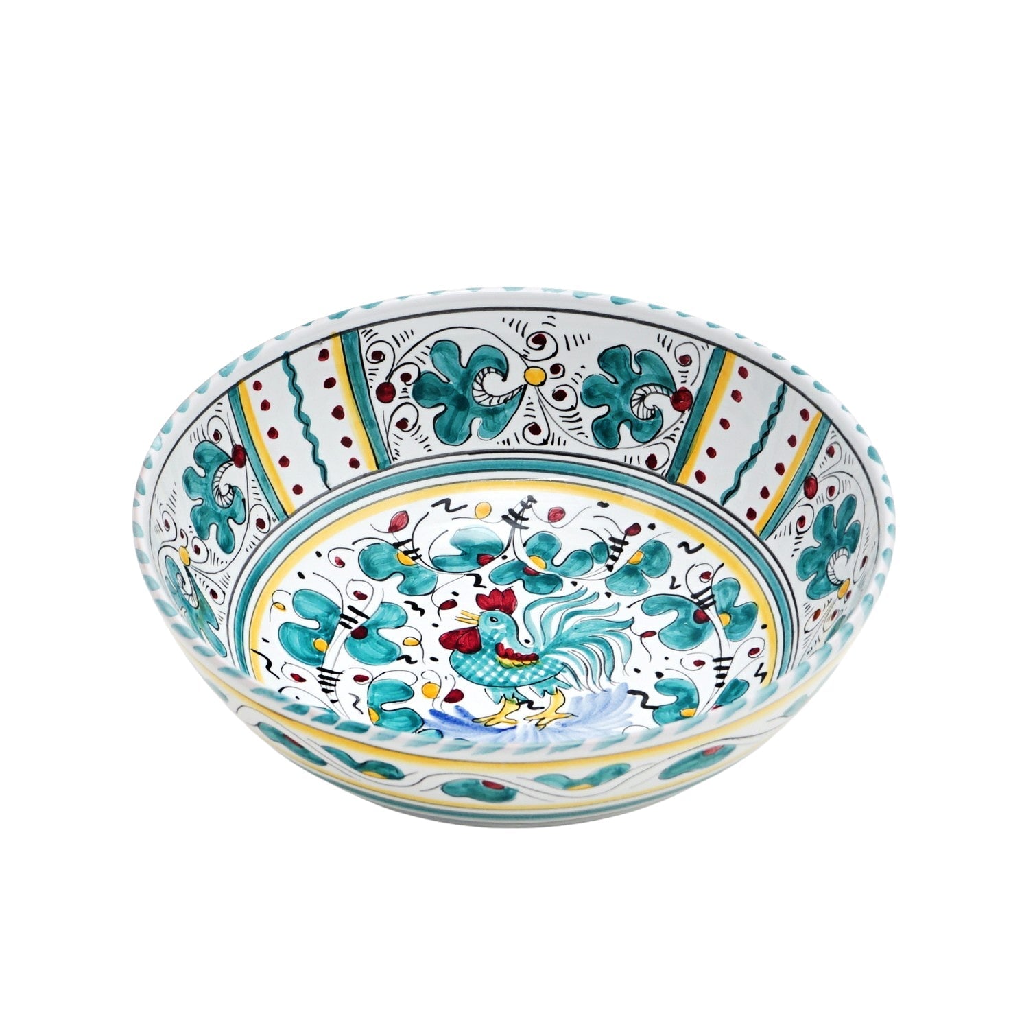 ORVIETO GREEN ROOSTER: Salad Bowl (Medium) - Artistica.com