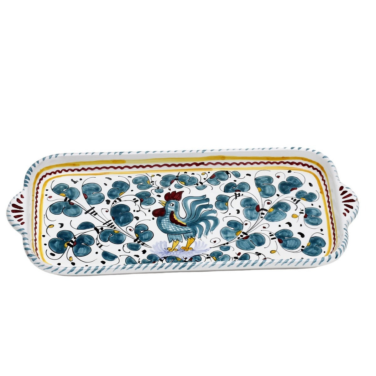 ORVIETO GREEN ROOSTER: Rectangular Tray