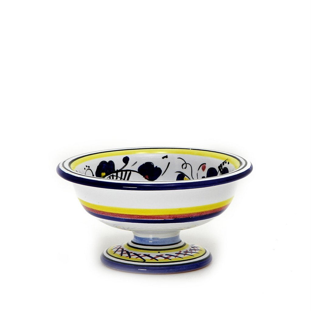 ORVIETO BLUE ROOSTER: Gelato/Fruit small footed bowl - DERUTA OF ITALY