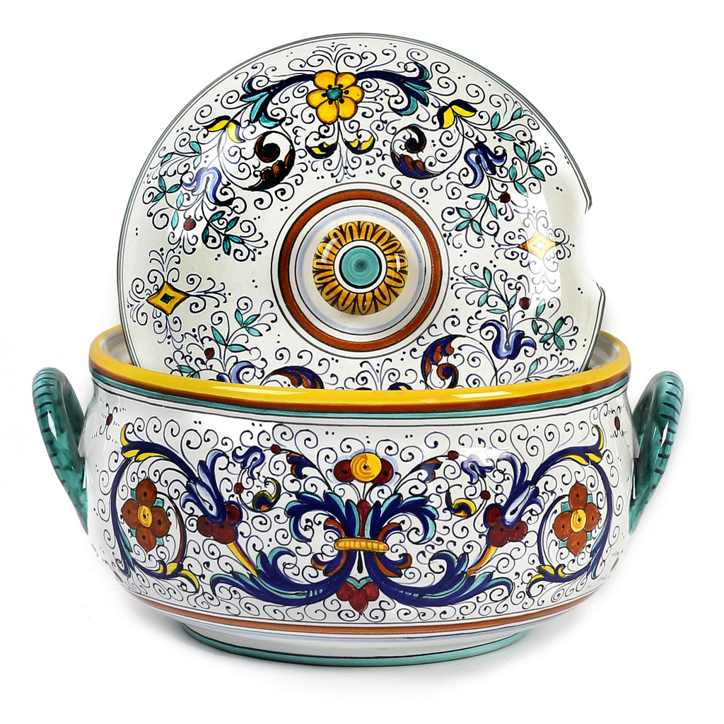 RICCO DERUTA: Round Soup Tureen with Metal Ladle - DERUTA OF ITALY