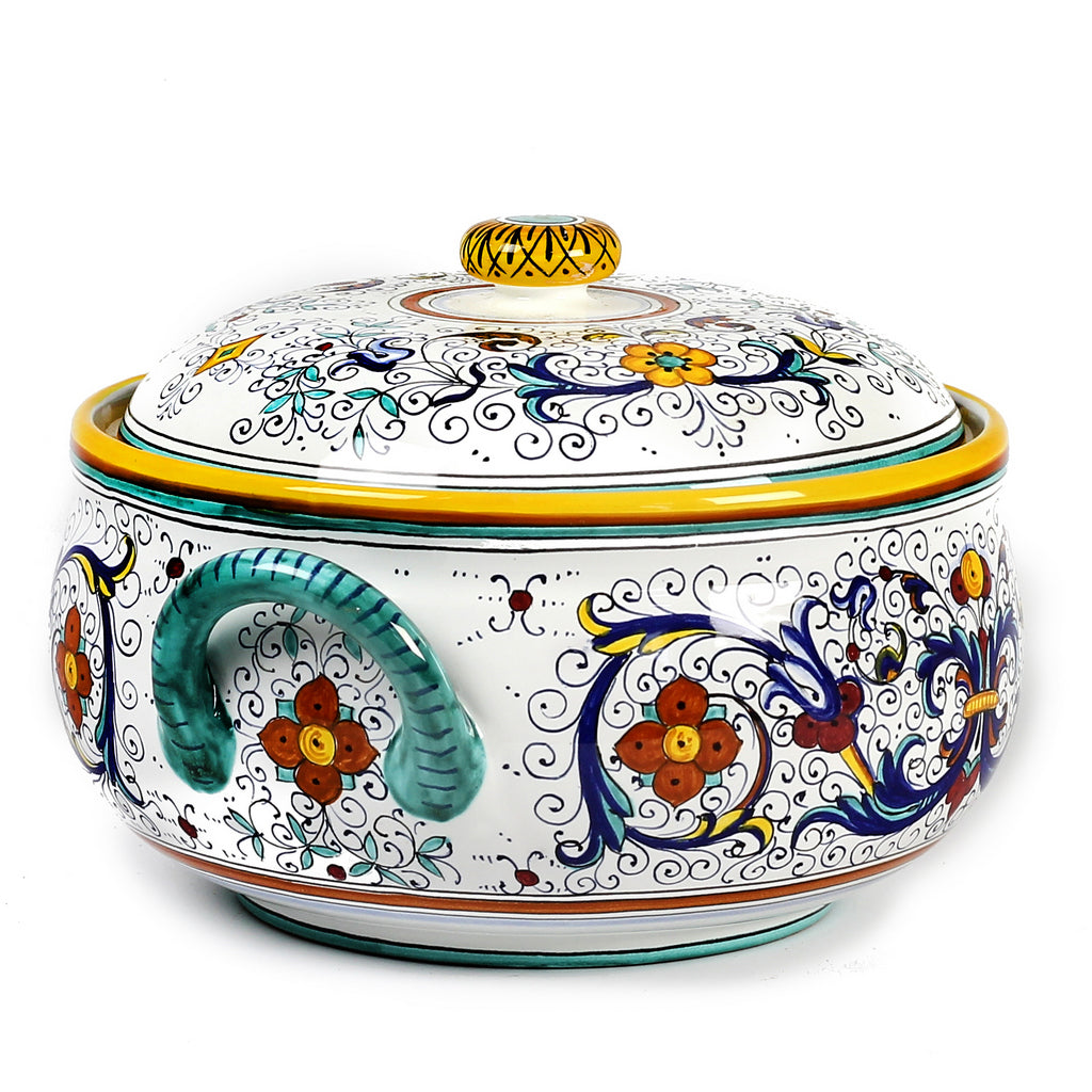 RICCO DERUTA: Round Soup Tureen with Metal Ladle - DERUTA OF ITALY