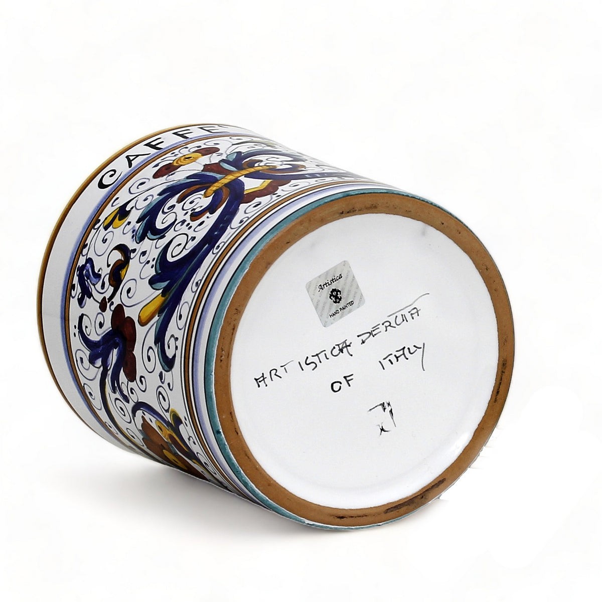 Ricco Deruta Deluxe Coffee Canister - Bamboo Lid - Italian Elegance