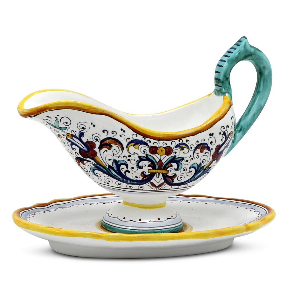 RICCO DERUTA: Gravy Sauce Boat with Tray - DERUTA OF ITALY