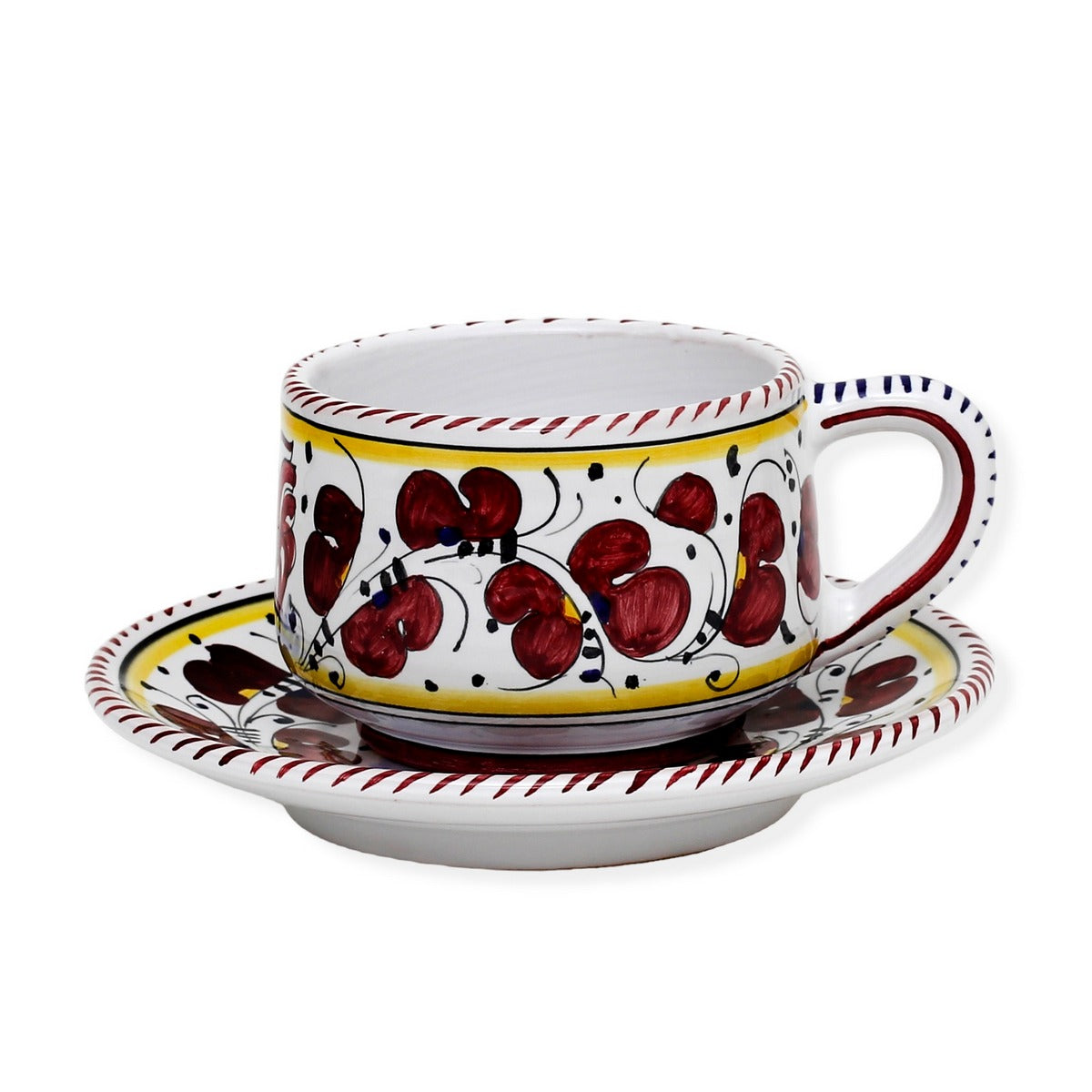 ORVIETO RED ROOSTER: Cup and Saucer