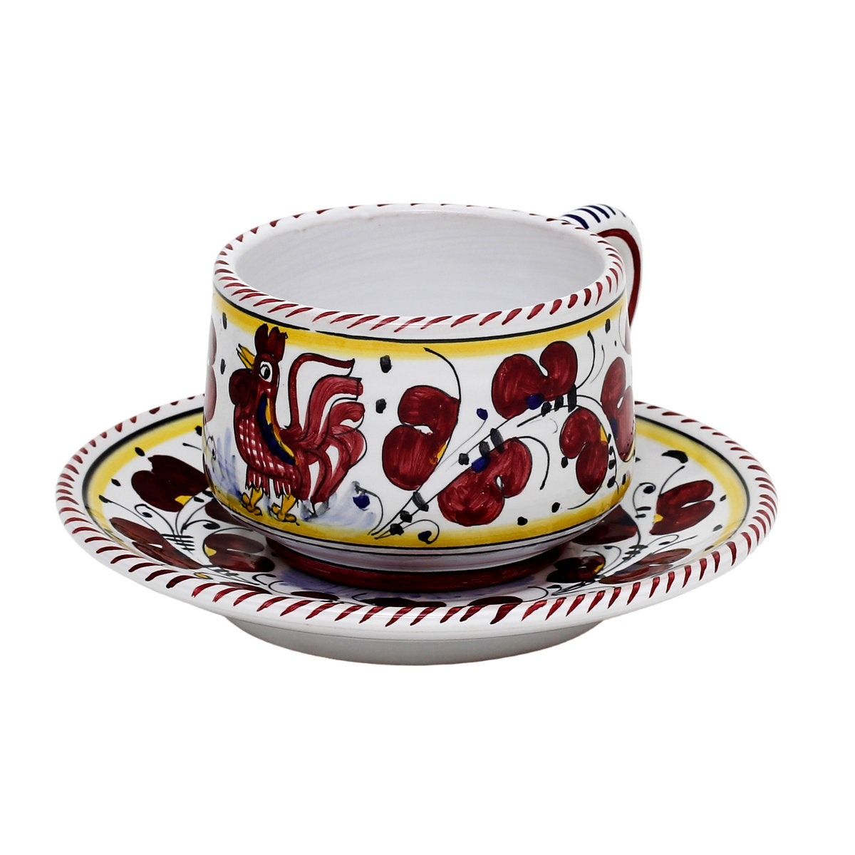 ORVIETO RED ROOSTER: Cup and Saucer