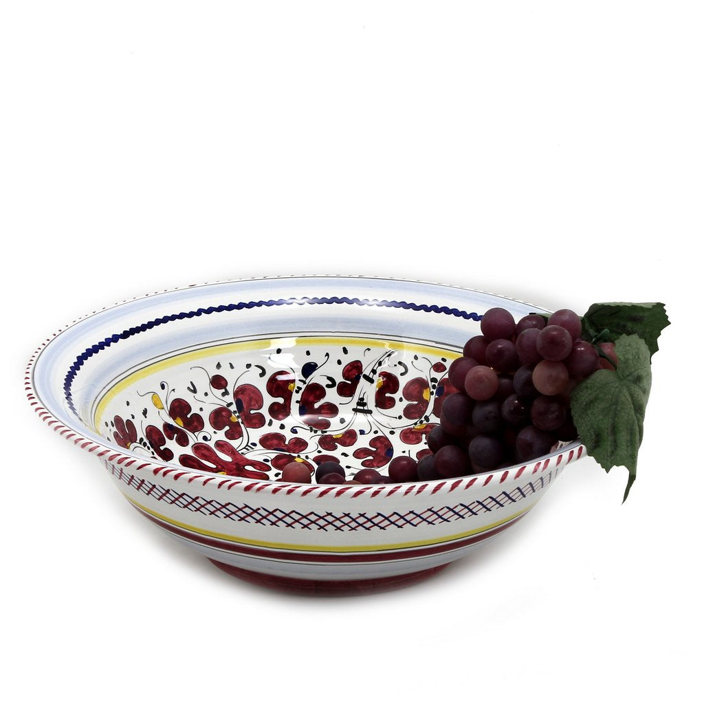 ORVIETO RED ROOSTER: Serving pasta bowl (Large) - DERUTA OF ITALY