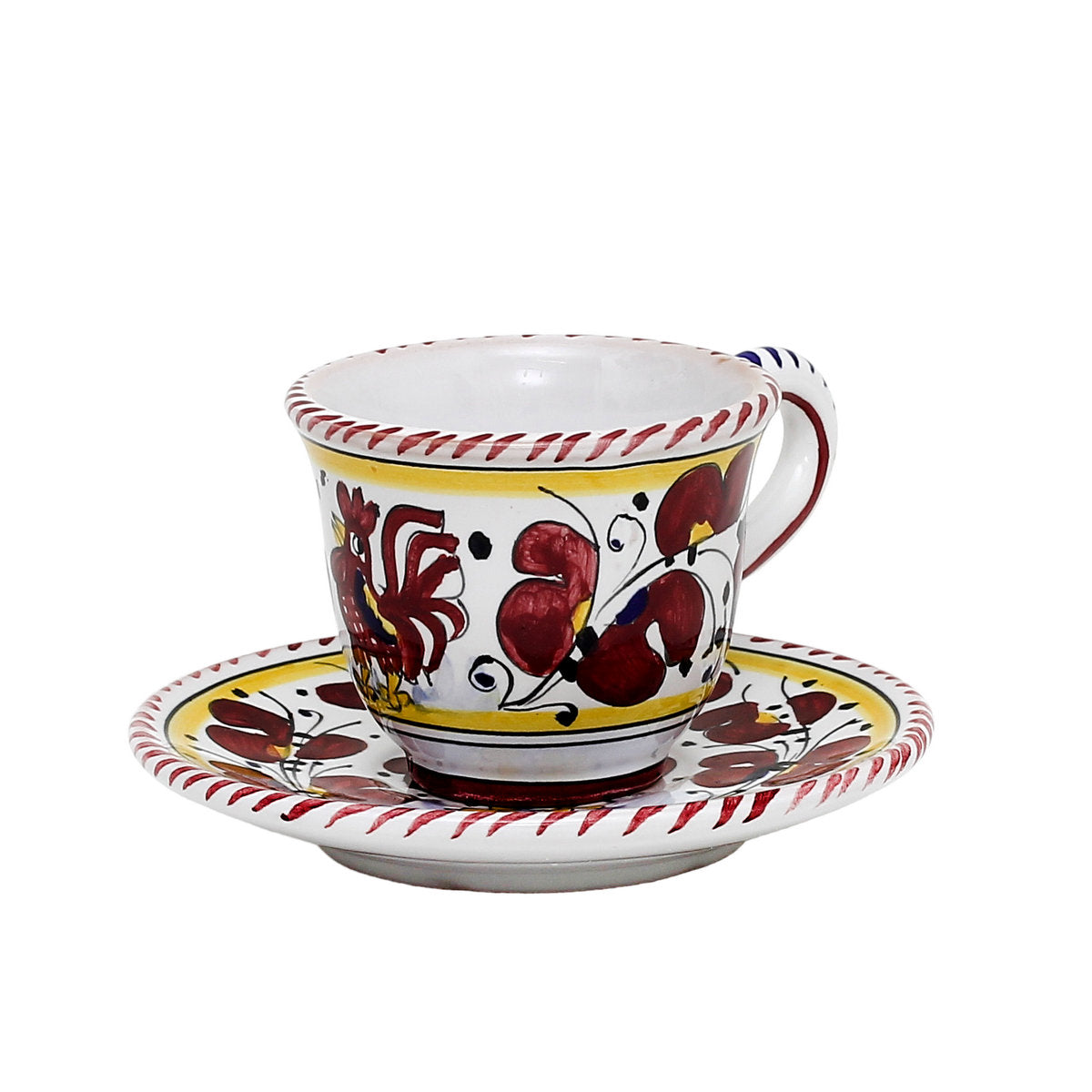 ORVIETO RED ROOSTER: Espresso cup and Saucer