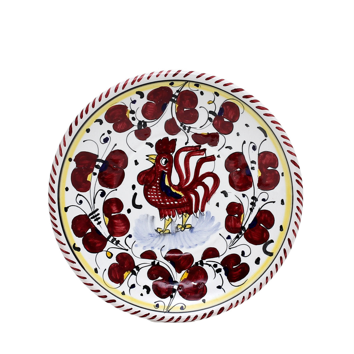 ORVIETO RED ROOSTER: Canape Plate - 7" Diam. Saucer