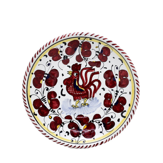 ORVIETO RED ROOSTER: Canape Plate - 7" Diam. Saucer