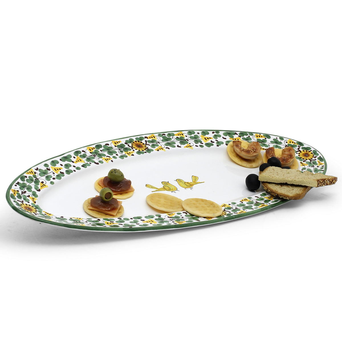 Arabesco Verde Fish/Hors d'Oeuvres Oval Narrow Platter Handmade in Italy