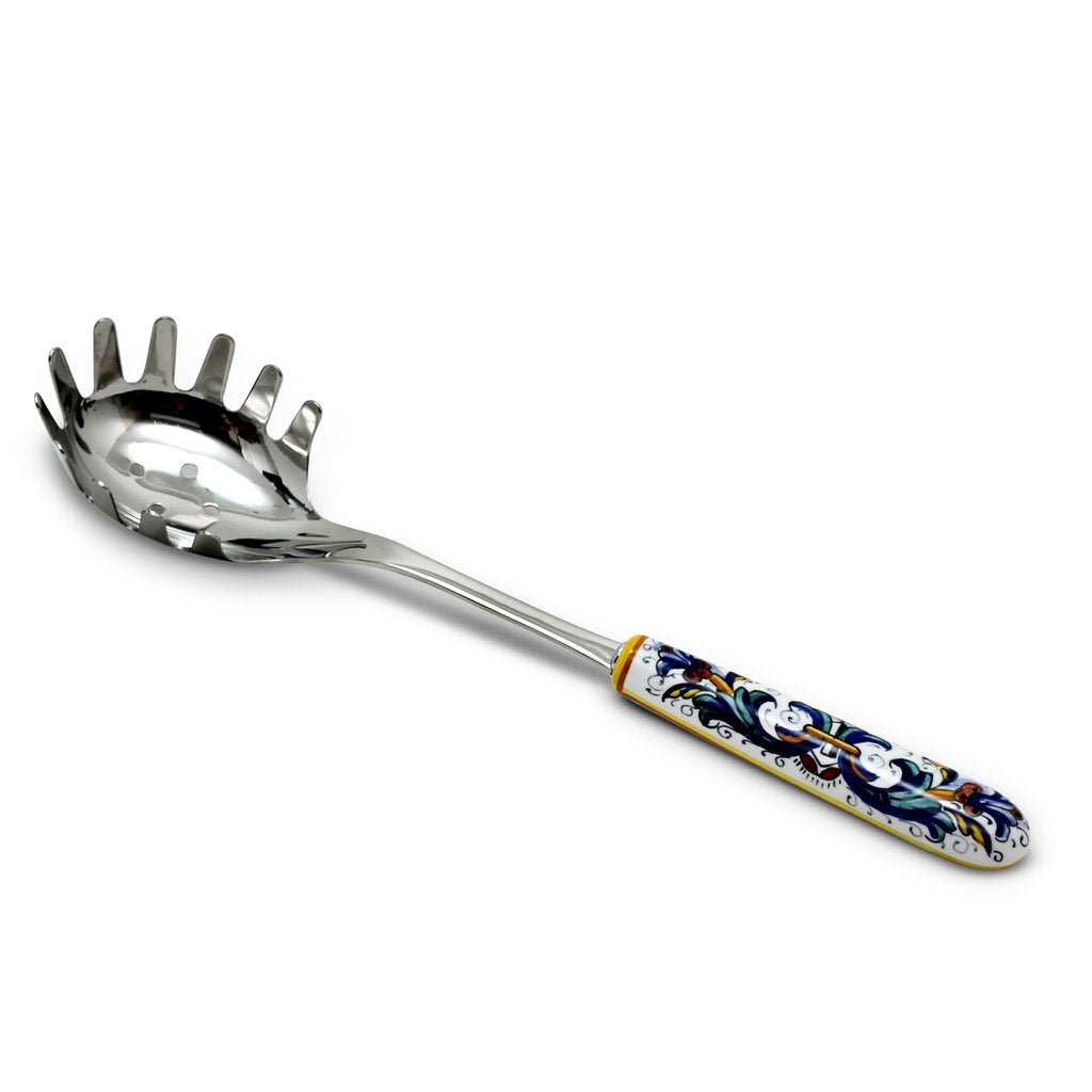 RICCO DERUTA DELUXE: Ceramic Handle Spaghetti Tong with 18/10 Stainless Steel Cutlery